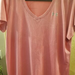 Under Armour Soft Pink V-Neck Performance Tee Xl